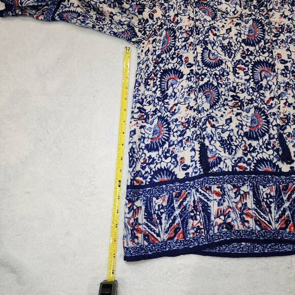 LUCY & LAUREL, Soft Hippie 70's Influenced Bohemian Tassle Tunic Tie Top, size S - Picture 5 of 9